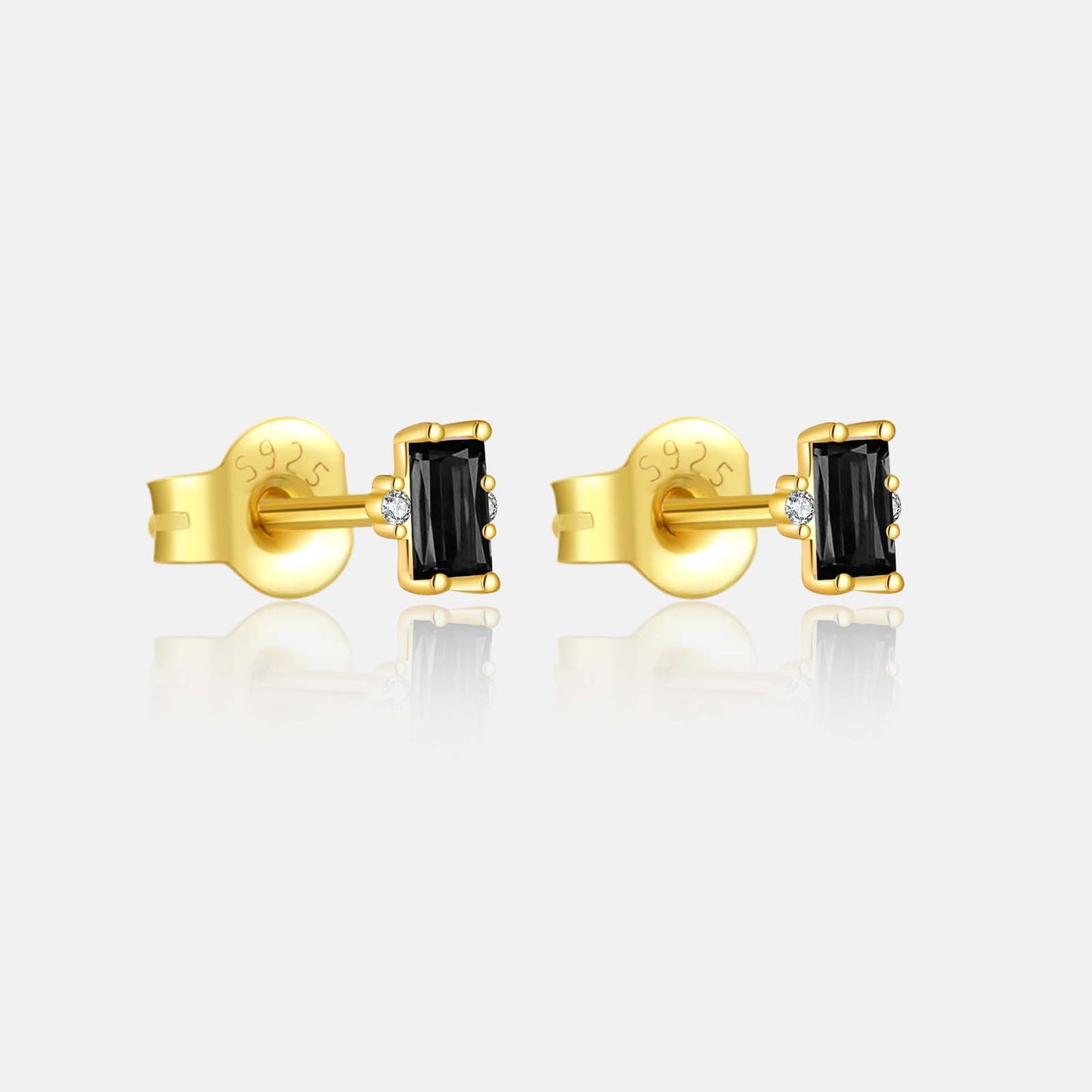 Rectangular Crystal Stud Earrings - 925 Silver  Minimalist Retro