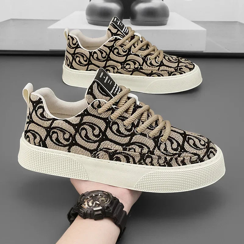 Graffiti prints black canvas sneakers mens