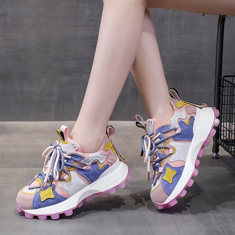 Ladies Shoes on Sale  New Breathable Platform Women's Vulcanize Shoes Spring  Non Slip Lace Up Women Casual Sneaker Zapatos