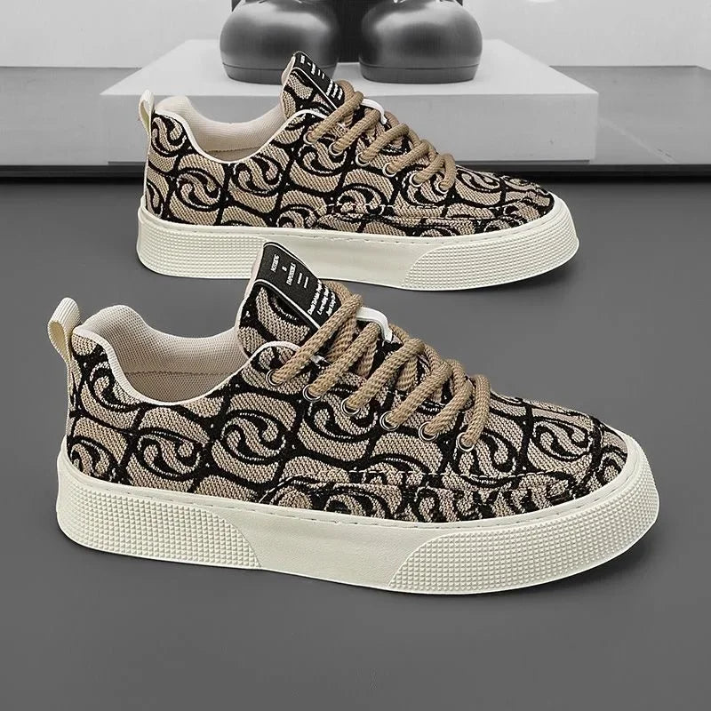 Graffiti prints black canvas sneakers mens
