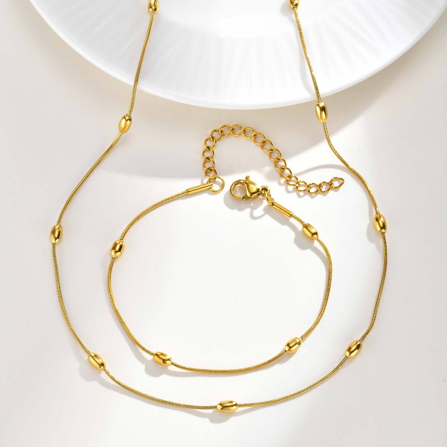 Minimalist Rice Bead Snake Chain Necklace