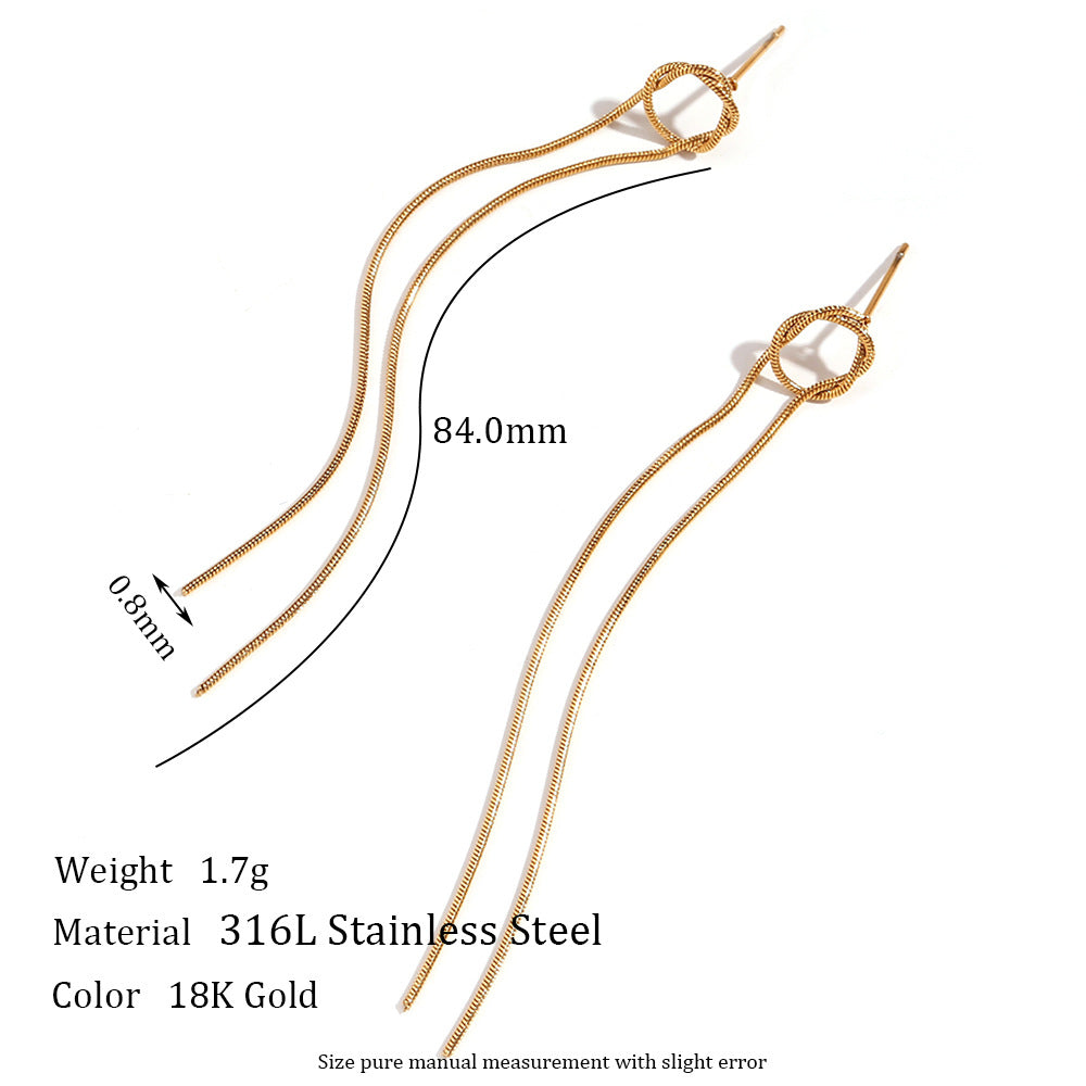 Minimalism Stainless Steel Plated 18K Tassel Stud Earrings