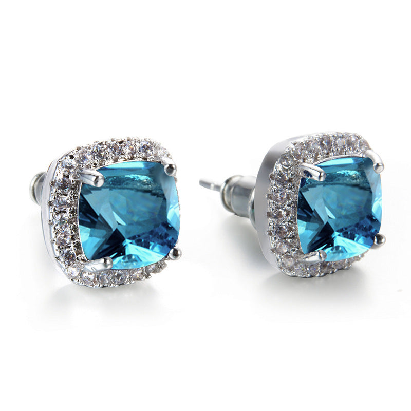 Emerald Zircon Minimalist  Stud Earrings For Women