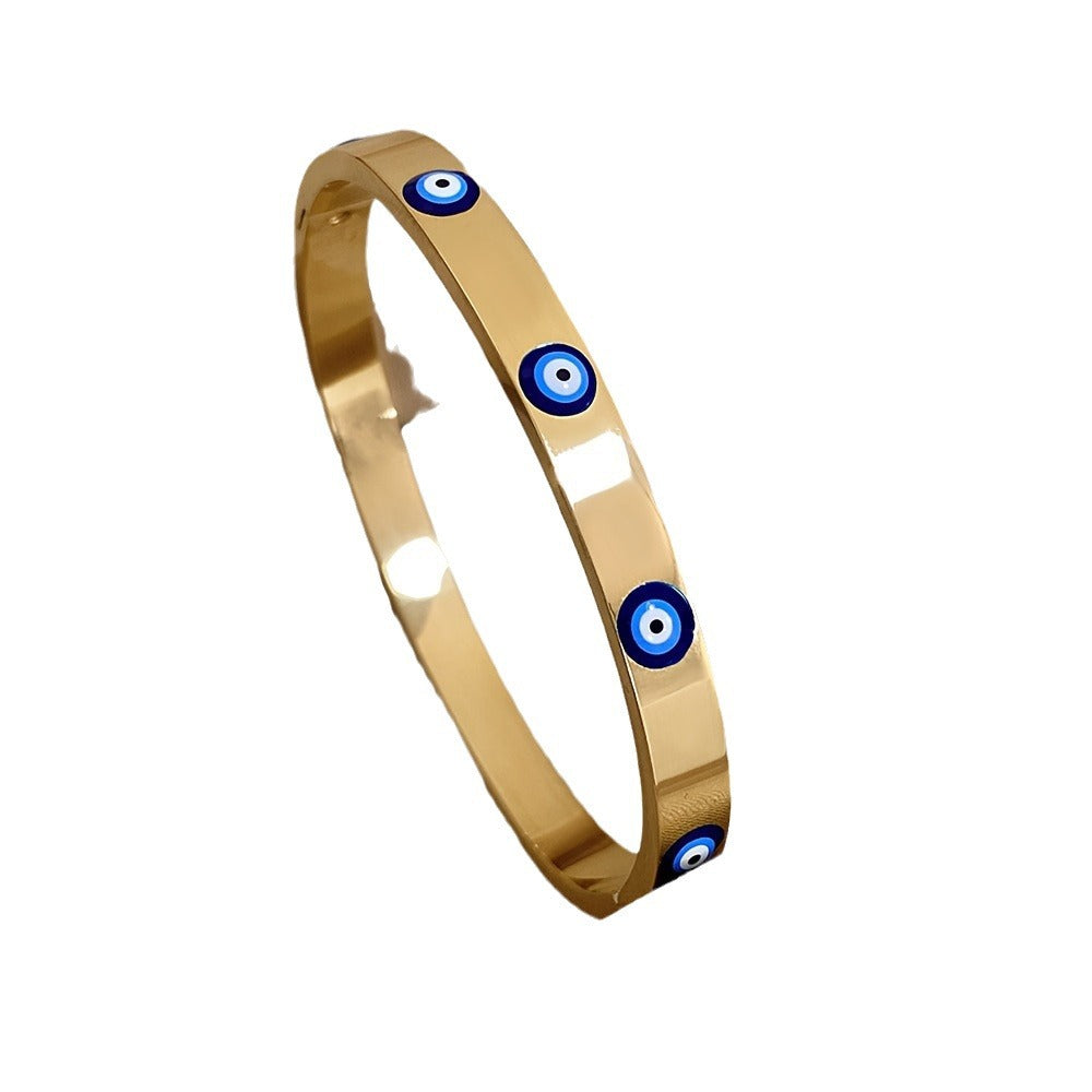 SparkShift Gold  Evil Eye Bangle Bracelet