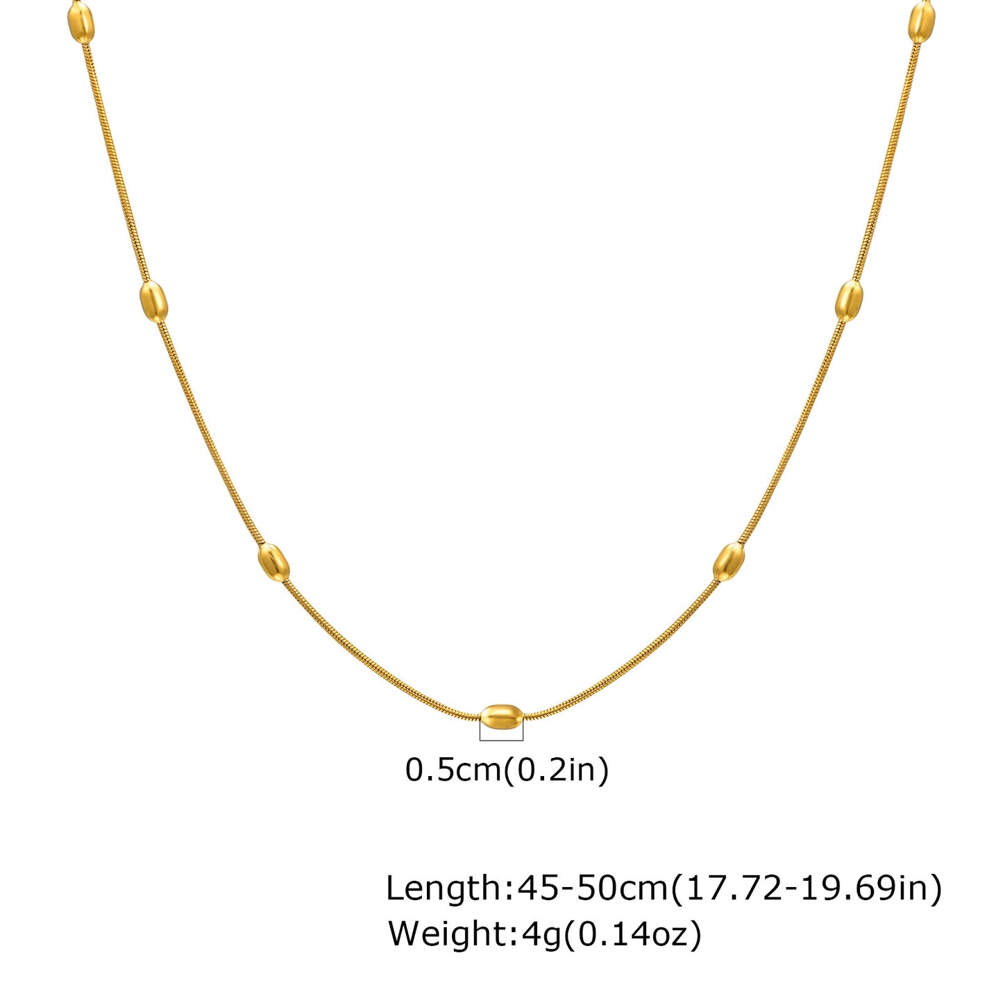Minimalist Rice Bead Snake Chain Necklace