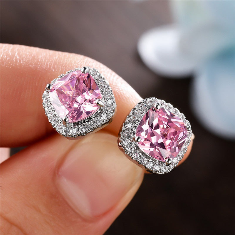Emerald Zircon Minimalist  Stud Earrings For Women