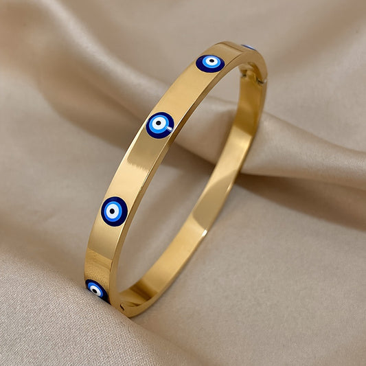SparkShift Gold  Evil Eye Bangle Bracelet