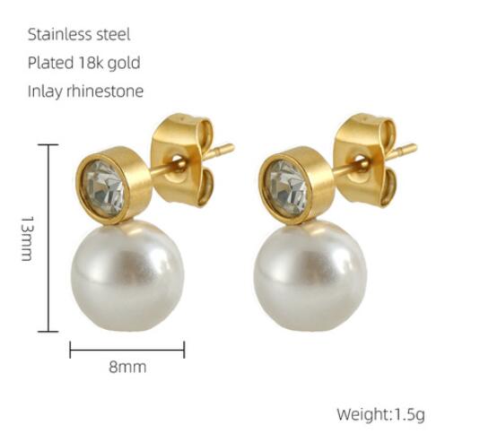 Minimalist Zircon Stud Earrings - 18K Gold Plated Stainless Steel