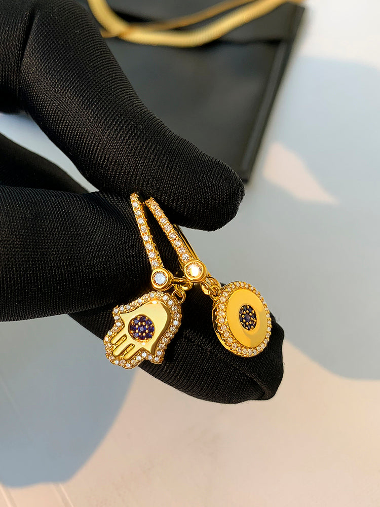 SparkShift Gold Evil Eye Asymmetrical Earrings