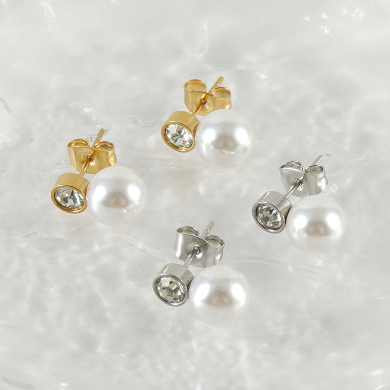 Minimalist Zircon Stud Earrings - 18K Gold Plated Stainless Steel