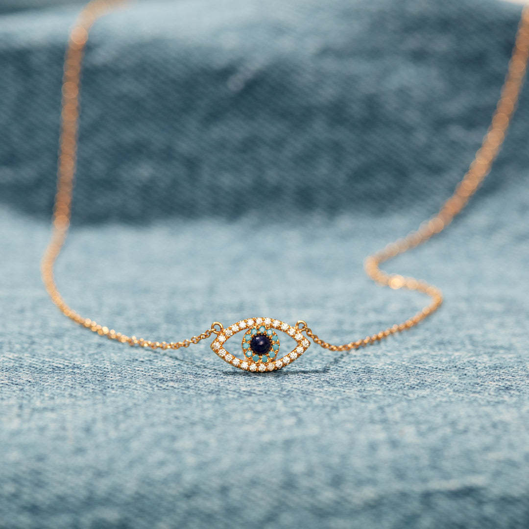 SparkShift Crystal Evil Eye Clavicle Necklace
