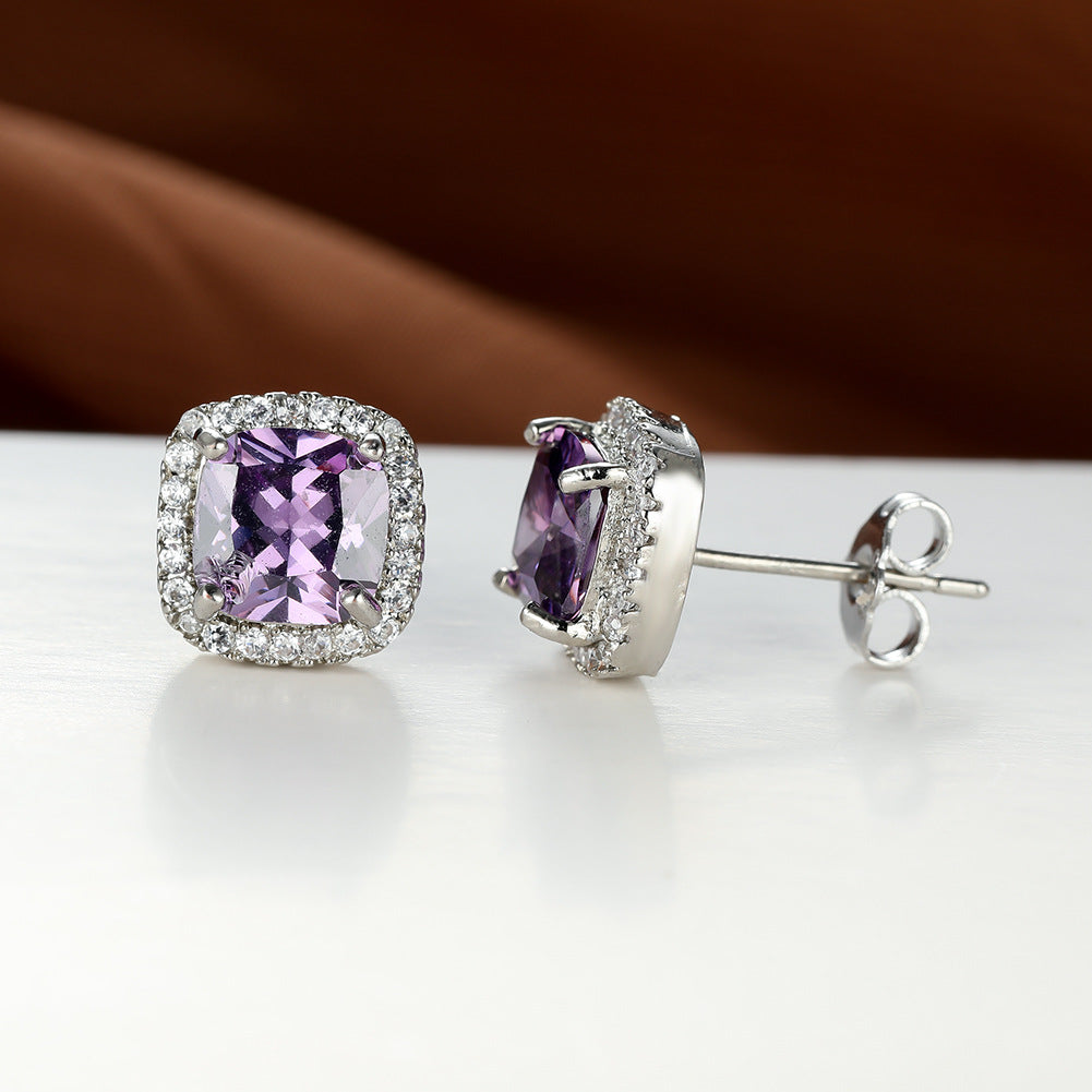 Emerald Zircon Minimalist  Stud Earrings For Women