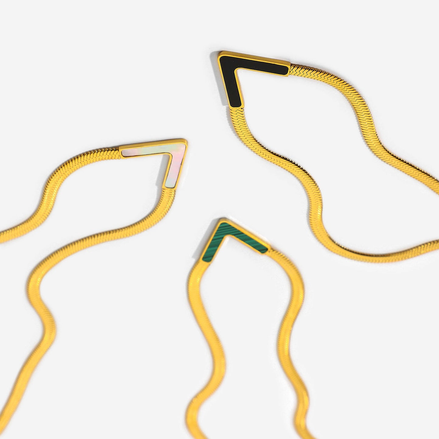 V-Shape Flat Snake Chain Necklace