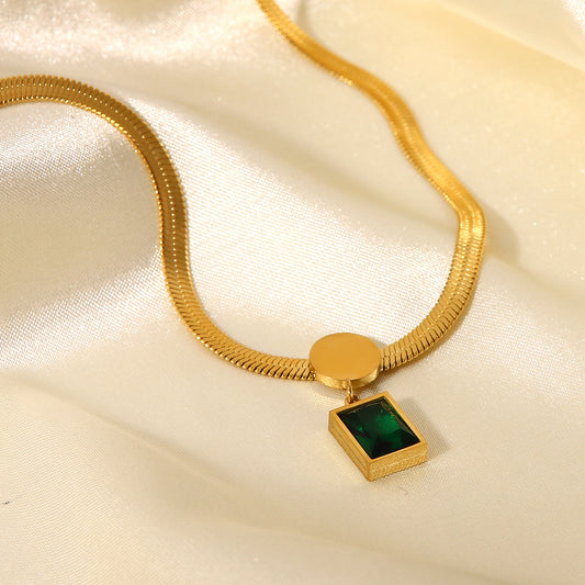 The Emerald Grace Necklace – Waterproof Stainless Steel Pendant