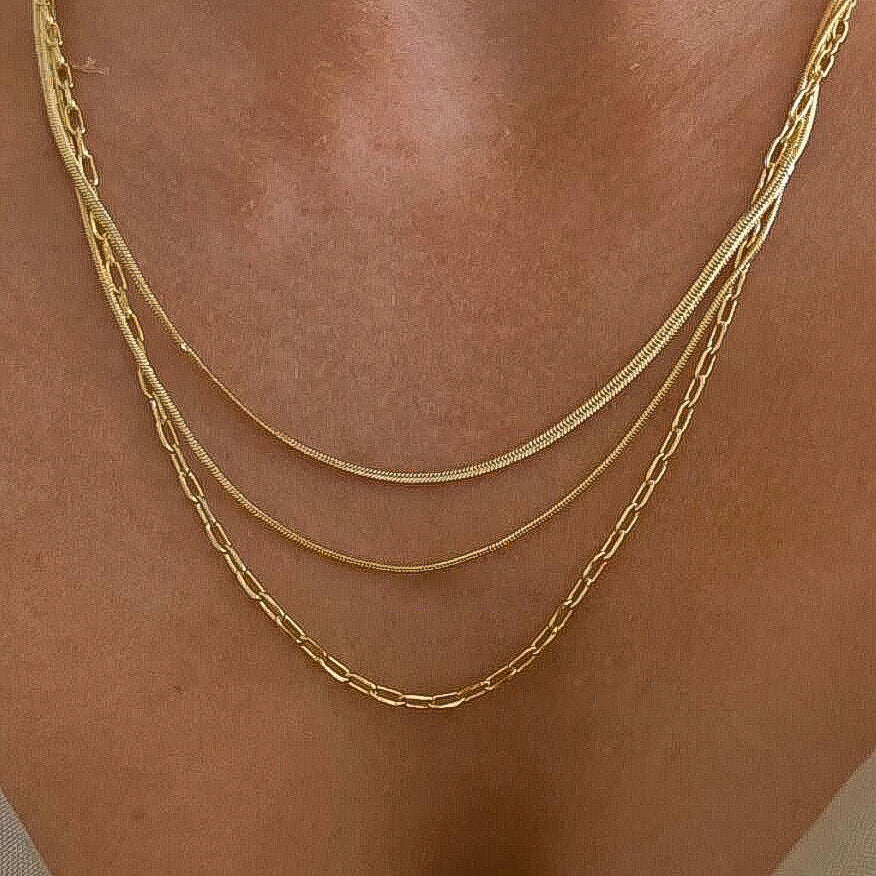Double Layer Snake Chain Gold Choker