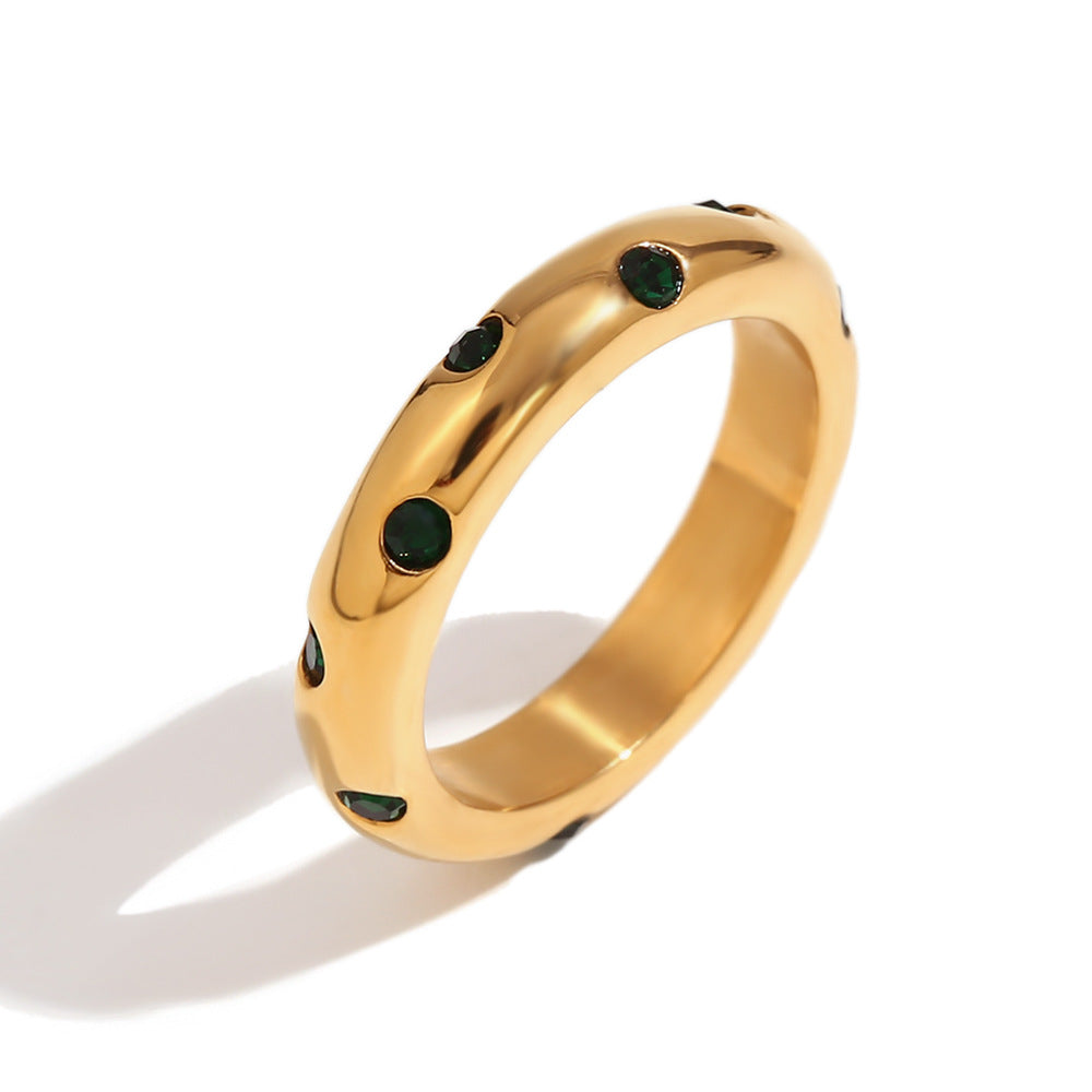 SparkShift 18K Gold Micro Inlay Round Diamond Ring