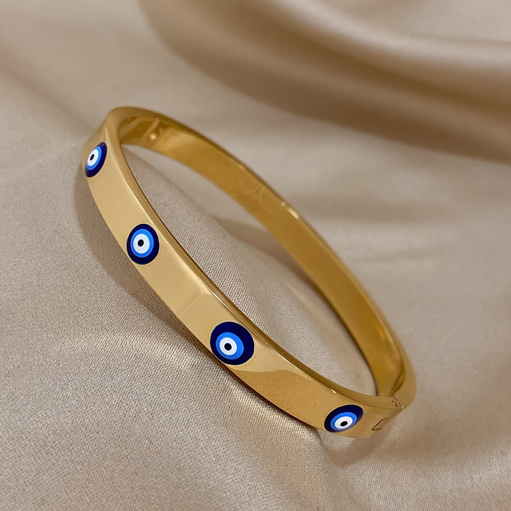 SparkShift Gold  Evil Eye Bangle Bracelet