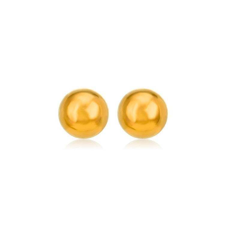 Stainless Steel 18K Ball Stud Earrings Minimalist Design Fashion All-match