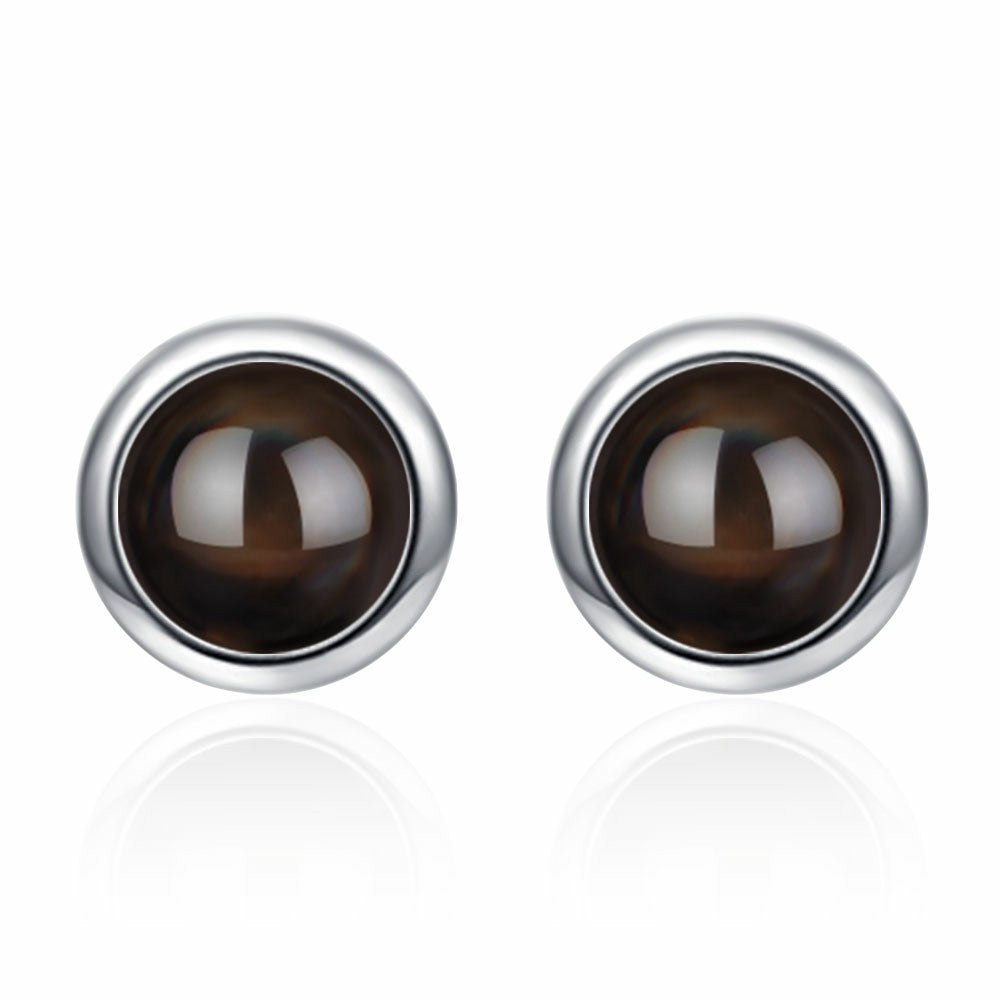 Vintage Black Agate Stud Earrings