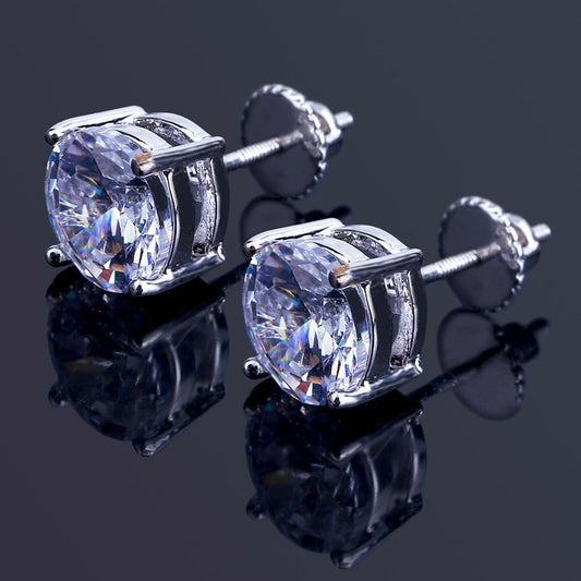 Fashionable And Minimalist Colorful Round Zircon Stud Earrings