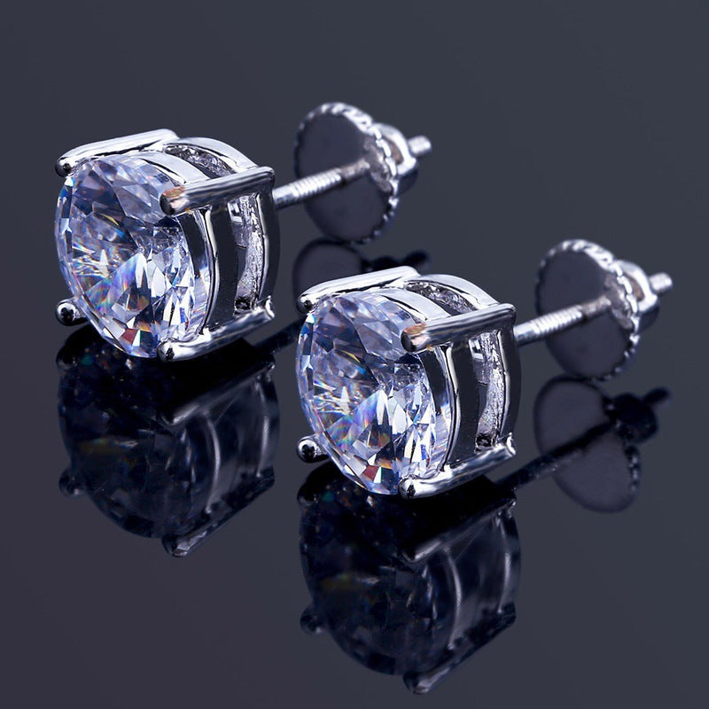 Fashionable And Minimalist Colorful Round Zircon Stud Earrings