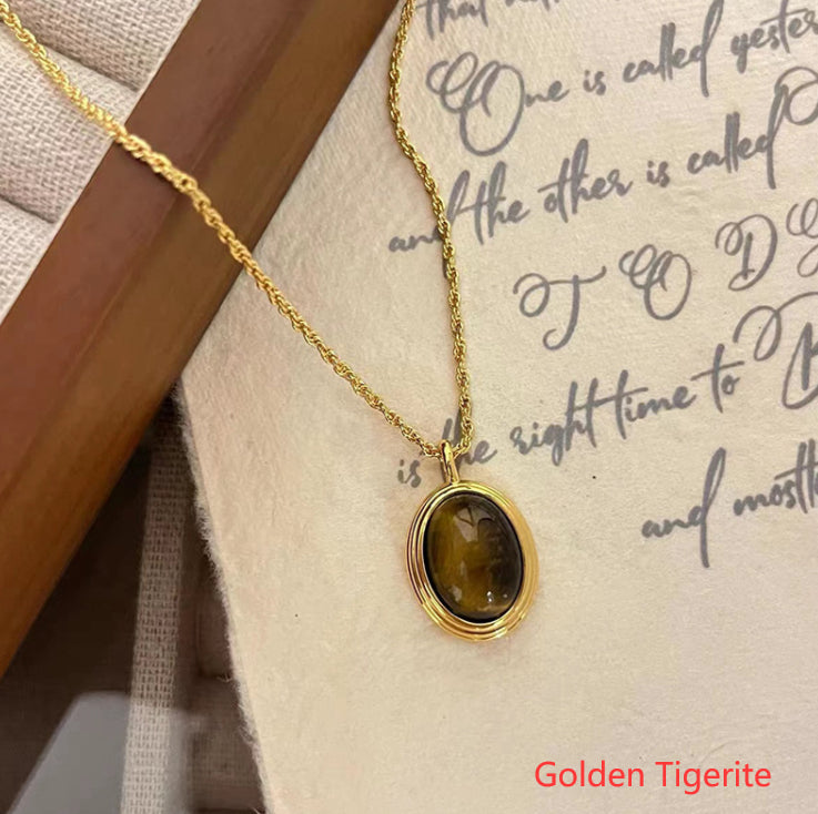 SparkShift Apex Minimal Tiger Eye Pendant Necklace