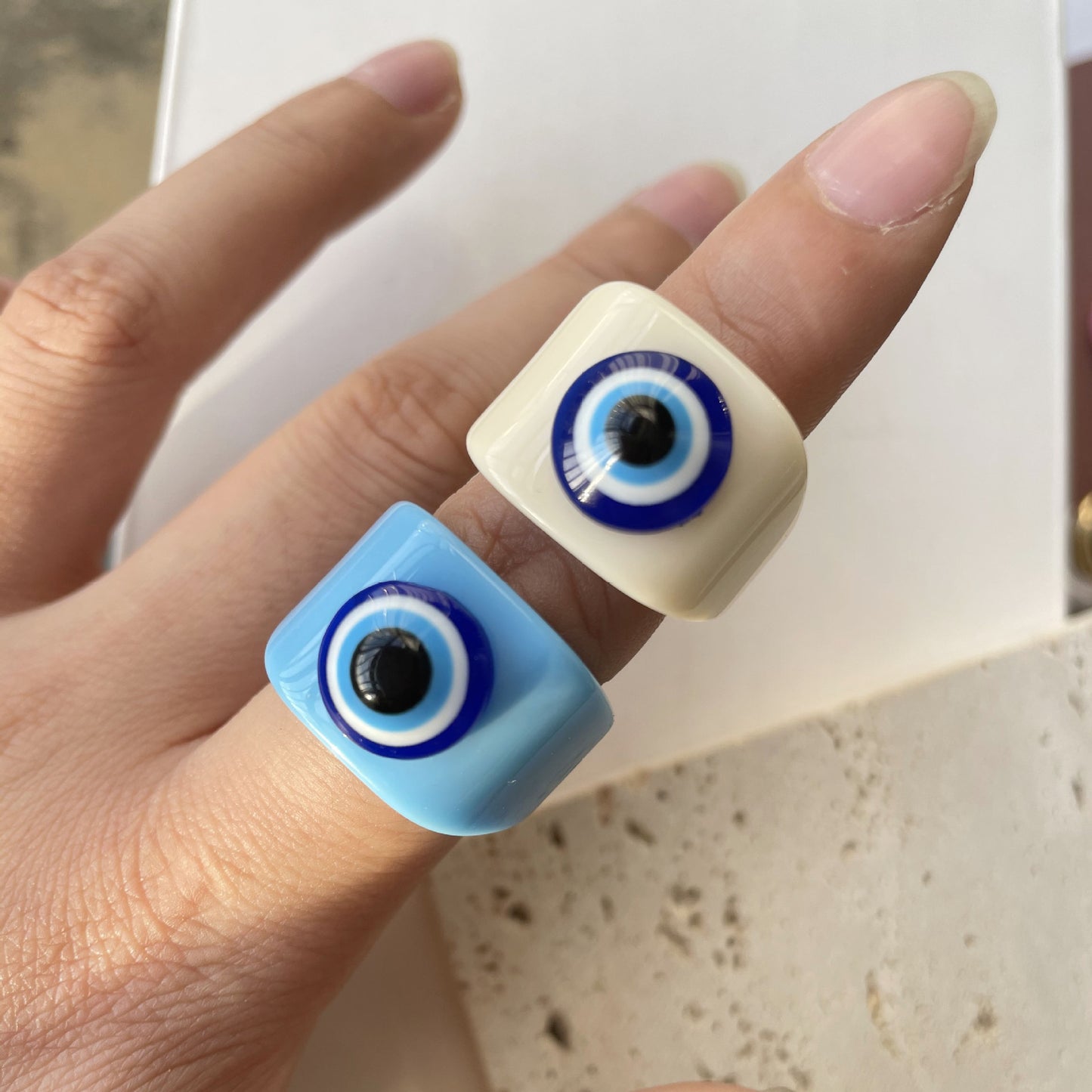 SparkShift Colorful Acrylic Evil Statement Ring
