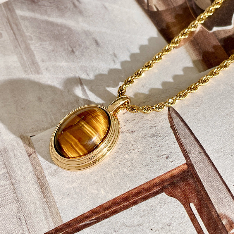 SparkShift Apex Oval Tiger Eye Pendant Necklace