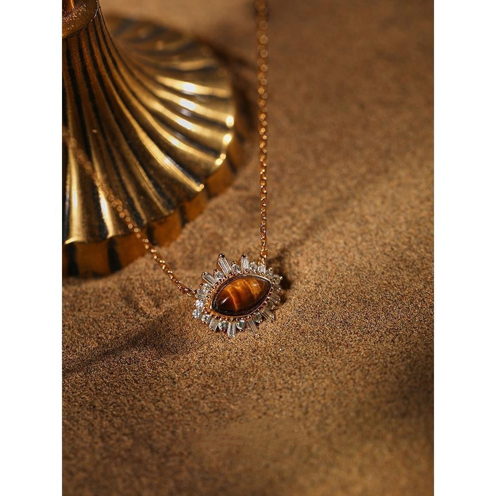 SparkShift Apex Tiger Eye Pendant Necklace (Gold)