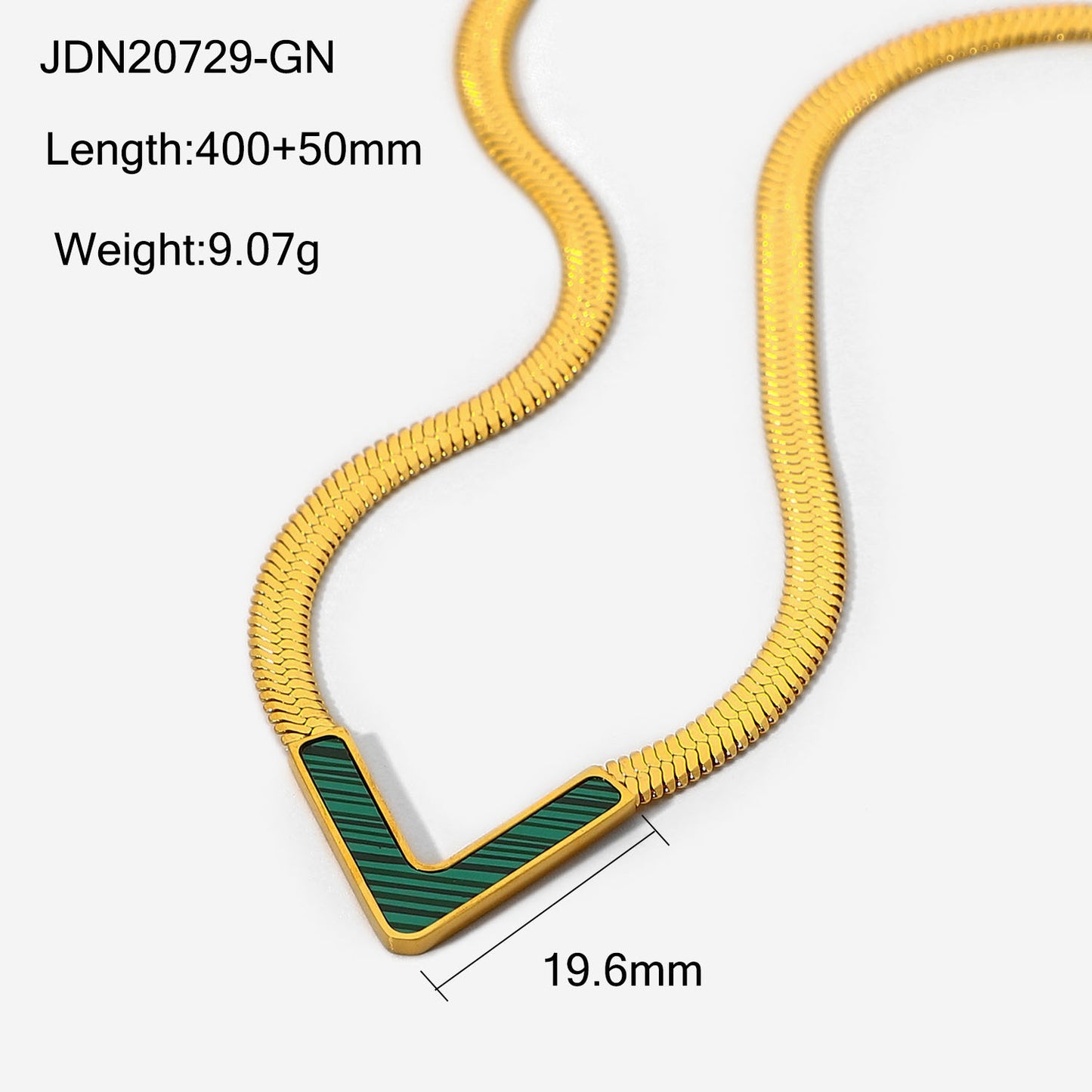 V-Shape Flat Snake Chain Necklace
