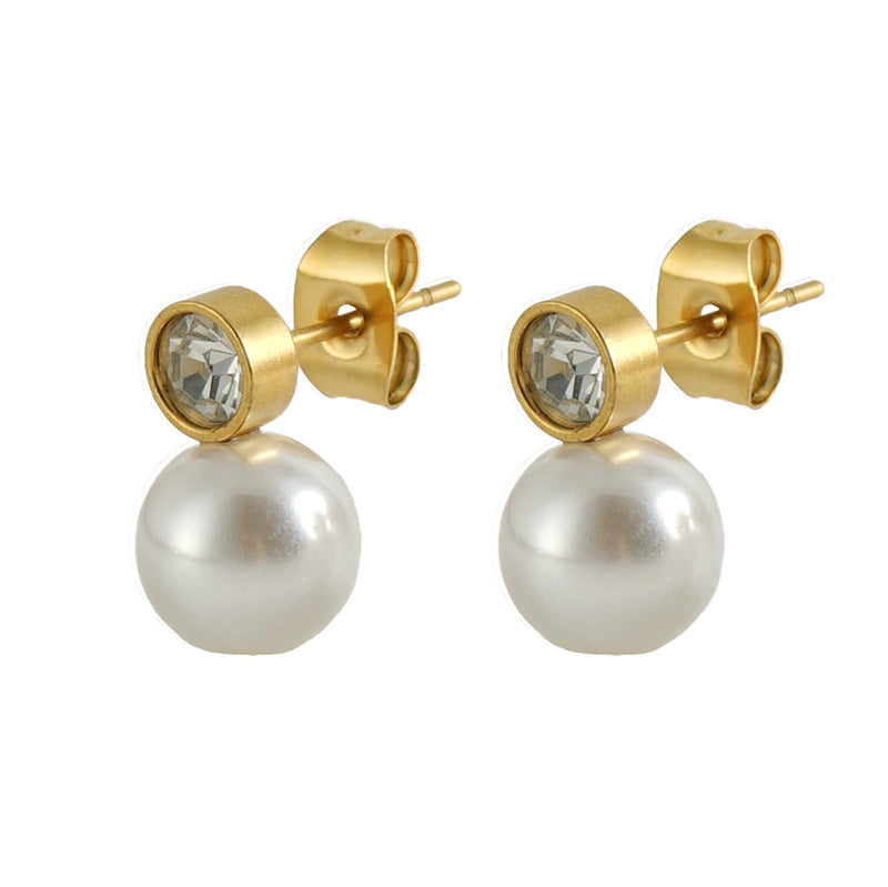 Minimalist Zircon Stud Earrings - 18K Gold Plated Stainless Steel