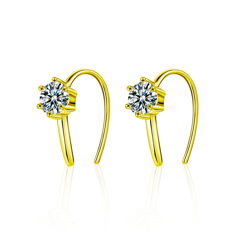 925 Silver U-Shaped Moissanite Stud Earrings