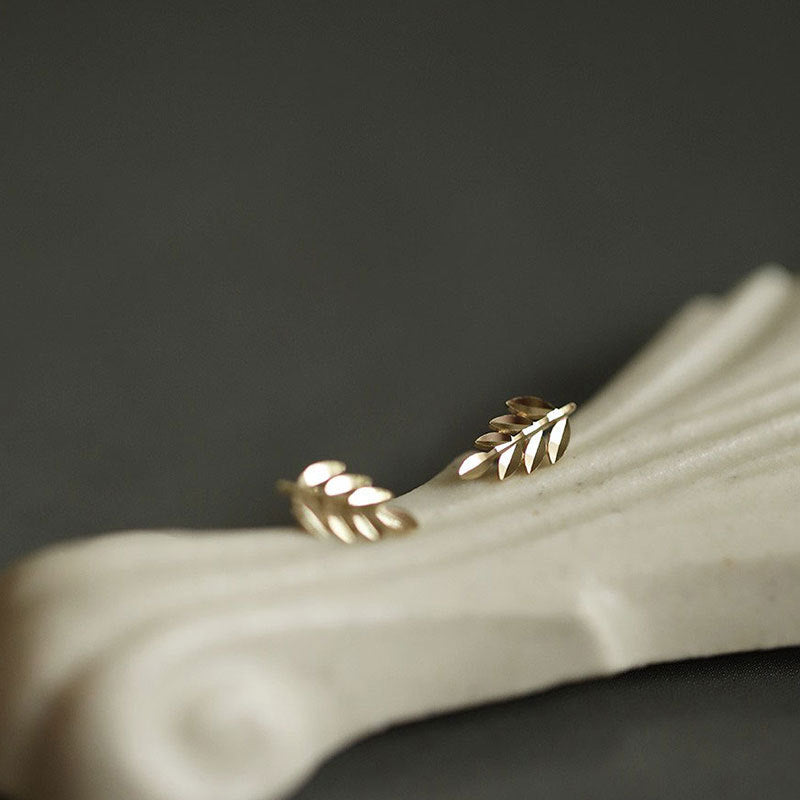 Dainty Leaf Stud Earrings, Tiny Floral Stud Earrings, Minimalist Earrings