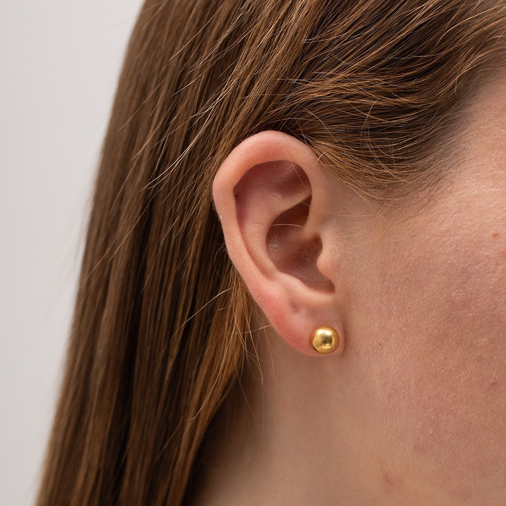 Stainless Steel 18K Ball Stud Earrings Minimalist Design Fashion All-match