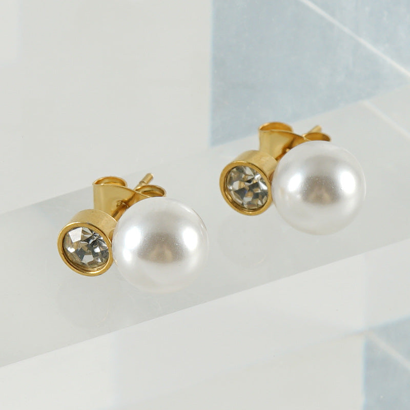 Minimalist Zircon Stud Earrings - 18K Gold Plated Stainless Steel