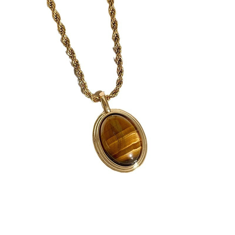 SparkShift Apex Oval Tiger Eye Pendant Necklace