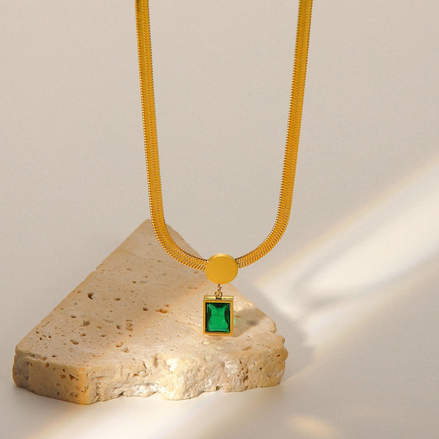 The Emerald Grace Necklace – Waterproof Stainless Steel Pendant